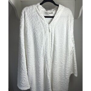 Croft & Barrow Womens Plush White Bath Robe With Pockets Full Zip Size 2X